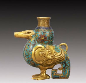 An Exquisite Cloisonne Lotus Pattern Phoenix Vase