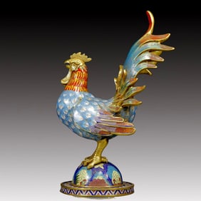 A Rare Cloisonne Rooster Ornament