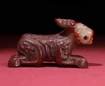 An Exquisite White Jade Tiger Hand Piece