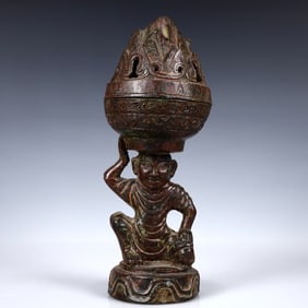 A Rare Bronze Figure Censer