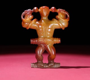 An Exquisite White Jade Frogman Ornament
