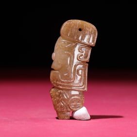 An Exquisite White Jade Human-Face Pattern Pendant