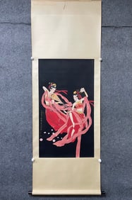 A Chinese Vertical Scroll Ink Painting of Figure on Paper,Cui Jingzhe