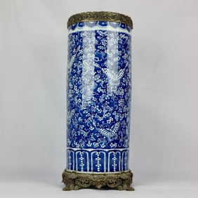 A Huge Blue and White Inlaid Bronze Flower and Butterfly Pattern Sword case