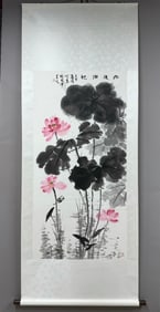 A Chinese Vertical Scroll Ink Painting of Flower and Bird on Paper,Huo Chunyang