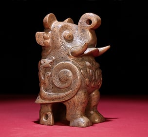 An Exquisite Gaogu Jade Beast-Face Pattern Bird Ornament