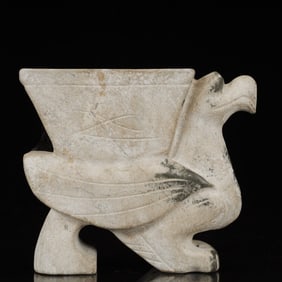 An Archaic Hongshan Culture White chicken bones Jade Beast Ornament