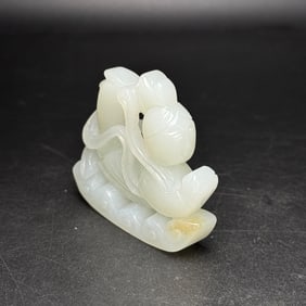 An Exquisite White Jade Figure Hand Piece