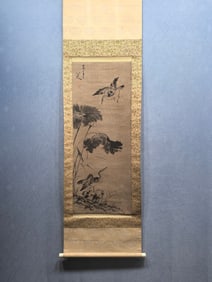 A Chinese Vertical Scroll Ink Painting of Flower and Bird on Paper,Bada Shanren