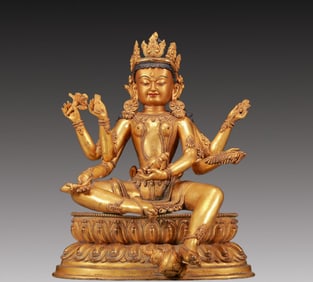 A Solemn Gilt Bronze Statue of Gautama’s Mother