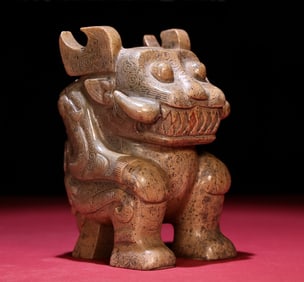 An Exquisite Gaogu Jade Beast-Face Pattern Tiger Ornament
