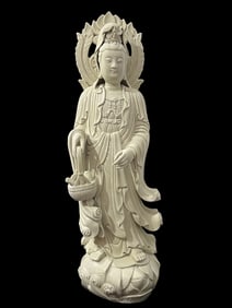 A Solemn Blance-De-Chine Statue of Avalokitesvara
