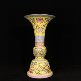A Rare Enamel Gilt Lotus and Eight Treasures Pattern Vase