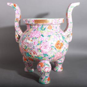 A Rare Enamel Flower Patterns Censer