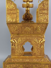 A Rare Gilt Bronze Pagoda