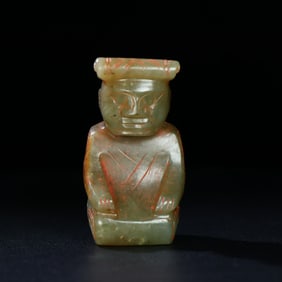 A Rare Hetian Jade Kneeling Human Figurine