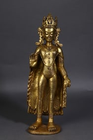 A Rare  Gilt Bronze Tibetan Buddha Statue