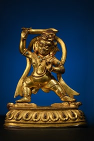 A Rare Gilt Bronze Acalanatha Statue