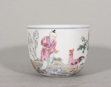 A Rare Famille-Rose with Poem and Figure Story Pattern Cup