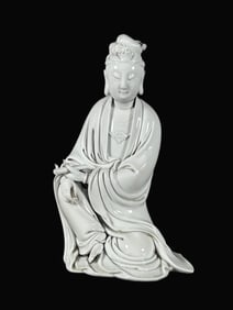 A Rare Blance-De-Chine Statue of Avalokitesvara