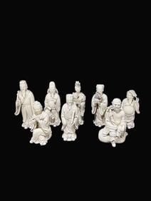 A Rare A Set of Blance-De-Chine Statues of the Eight Immortals