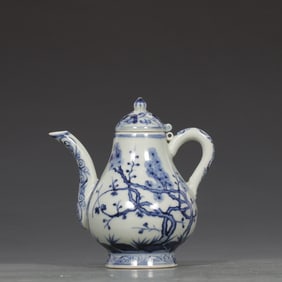 A Rare Blue and White Pine and Bamboo Pattern Pot