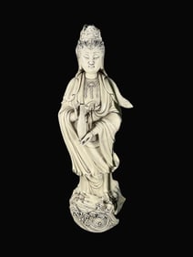 A Rare Blance-De-Chine Statue of Avalokitesvara