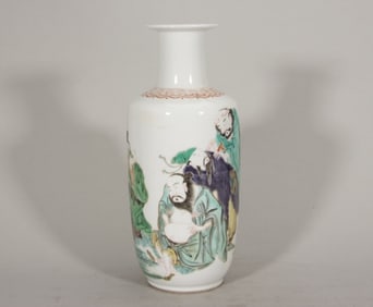 A Rare Wucai Figure and Story Pattern Vase