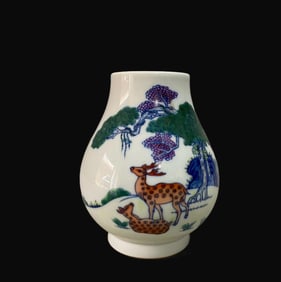 A Rare Doucai Deer Pattern Vase