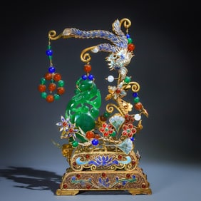 A Rare Cloisonne Inlaid Old Jadeite Ornament