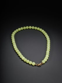 A Rare Hetian Yellow Jade Necklace