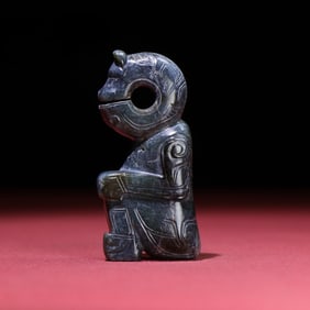 A Rare Jasper dragon head with human body Ornament