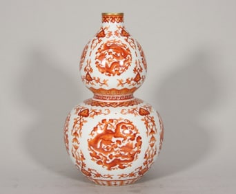 A Rare Iron-Red Dragon Pattern Vase