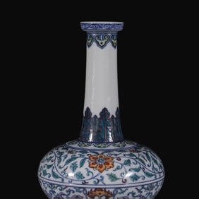 A Rare Blue and White Doucai Lotus  Flower and Dragon Patterns Vase
