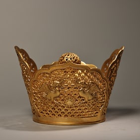 A Rare Coppery High Relief Hollow Chiseled Phoenix Coronet