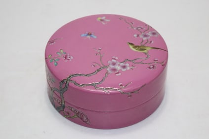 Rouge-pink ground Flower and Bird Pattern Box