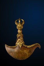 A Rare Gilt Bronze Vajra Axe