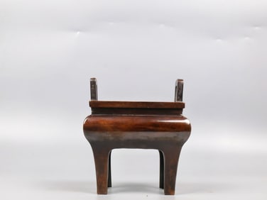 A Rare Red Copper Double-Ears Ding Censer