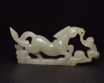 A Rare Hetian Jade Horse-Shaped Pendant