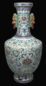 A Rare Doucai Lotus and Flower Patterns Vase