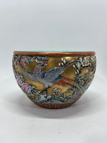 A Rare Enamel Phoenix Pattern Vat