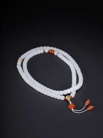 A Rare Hetian White Jade Necklace