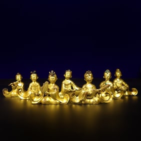 A Set of Rare Gilt Bronze Figure Ornaments