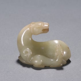 A Rare  High Ancient Jade Mother and Son Auspicious Beast