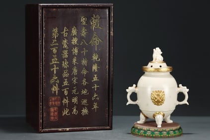 Ding yao Gold-Covered Carved Beast-Head Censer