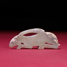A Rare Hetian White Jade Archaic jade Rabbit