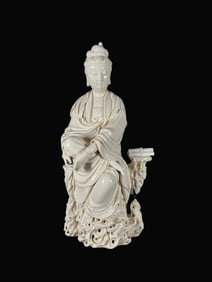 A Rare Blance-De-Chine Statue of Avalokitesvara