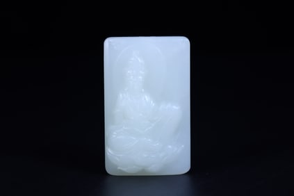 A Rare Hetian jade Buddha Plaque Pendant