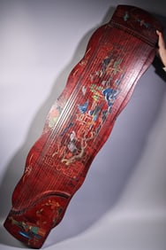 A Rare Old Wood-body Lacquer Painted Gilded Guzheng