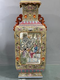 A Rare Enamel Color Figure Story Vase
